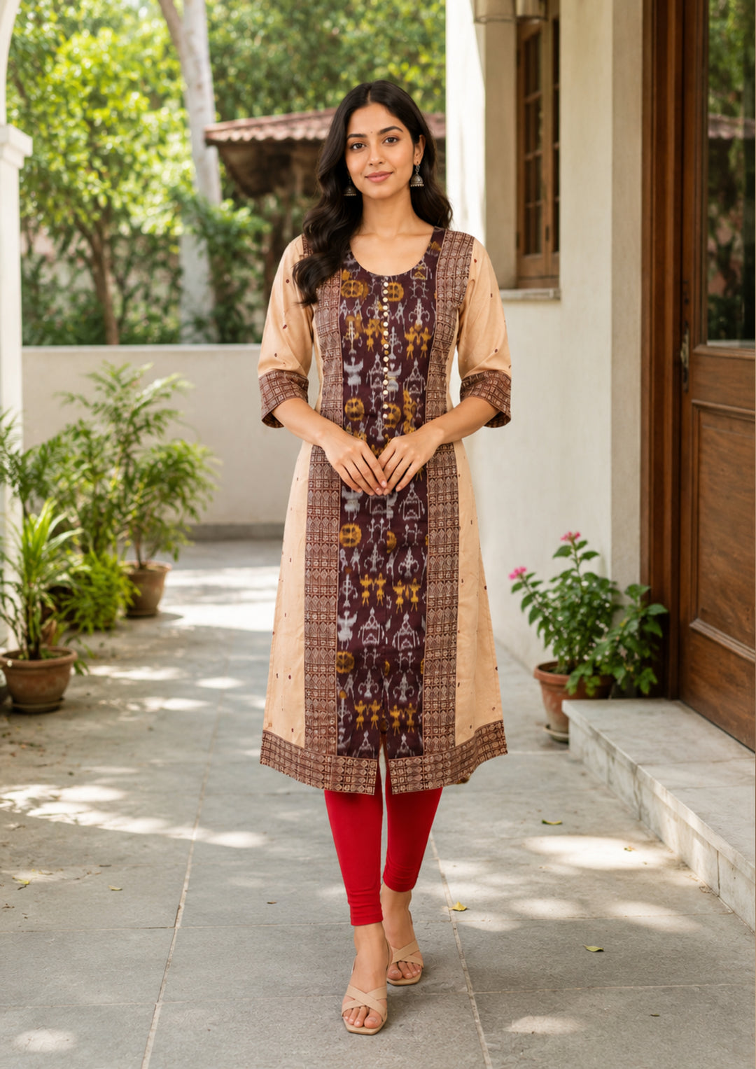 Sambalpuri Women's Kurti - Desert Bloom Heritage Kurti