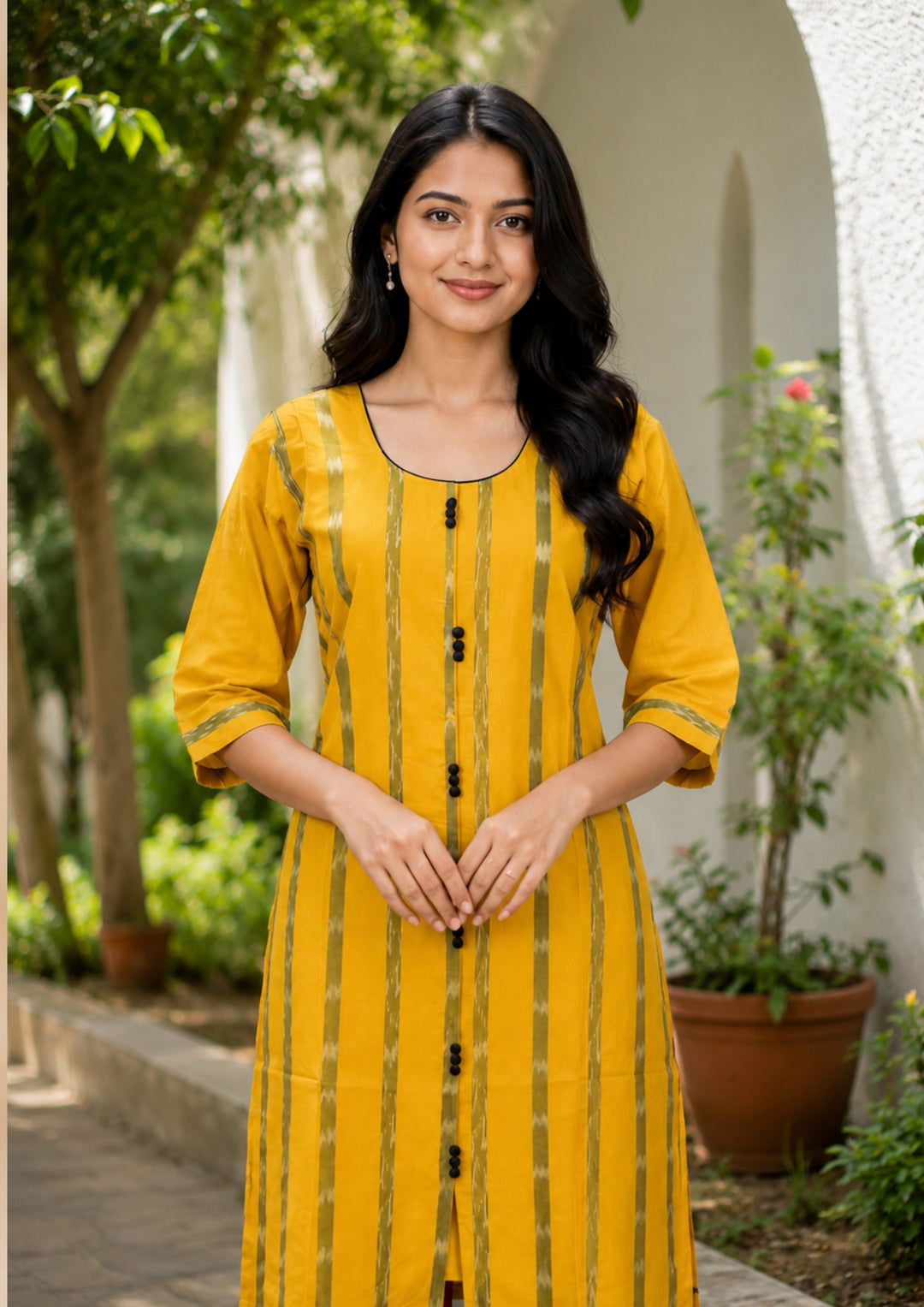Sambalpuri Women's Kurti - Sunflower Glow Cotton Kurti
