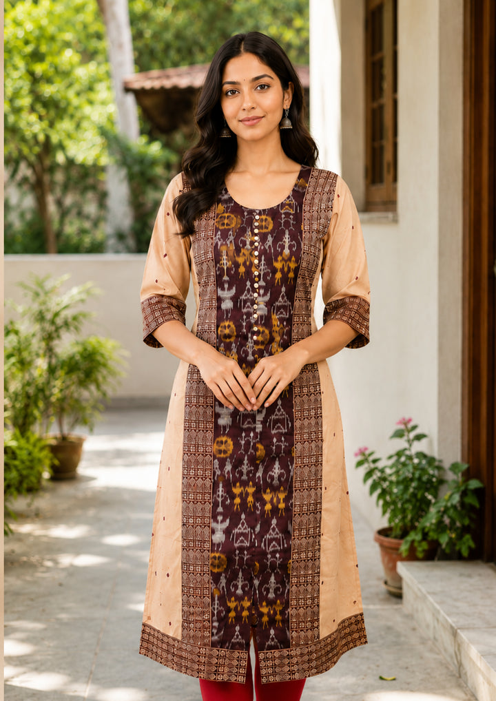 Sambalpuri Women's Kurti - Desert Bloom Heritage Kurti
