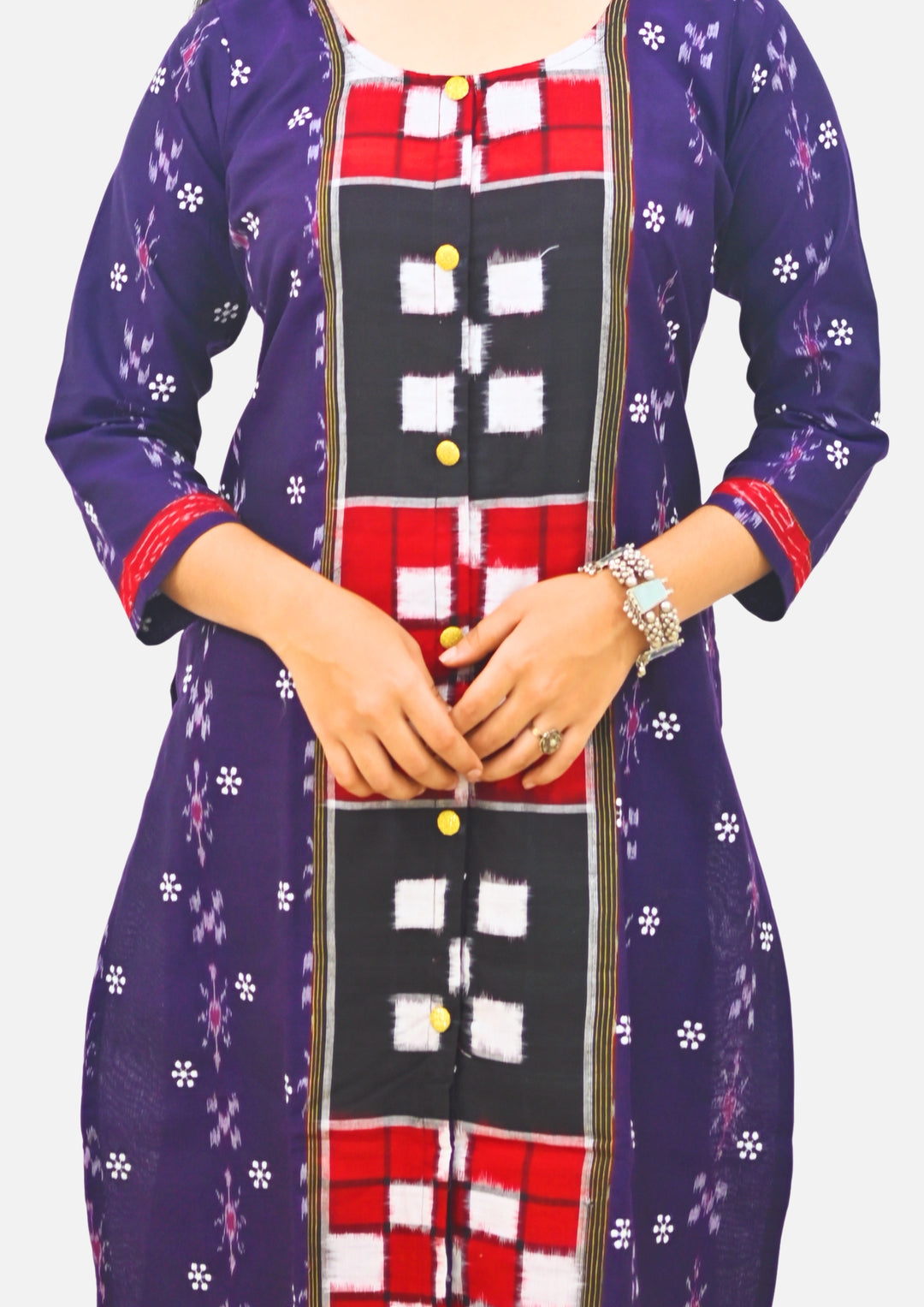 Straight Kurti - Pasapalli Motif with Blue Base