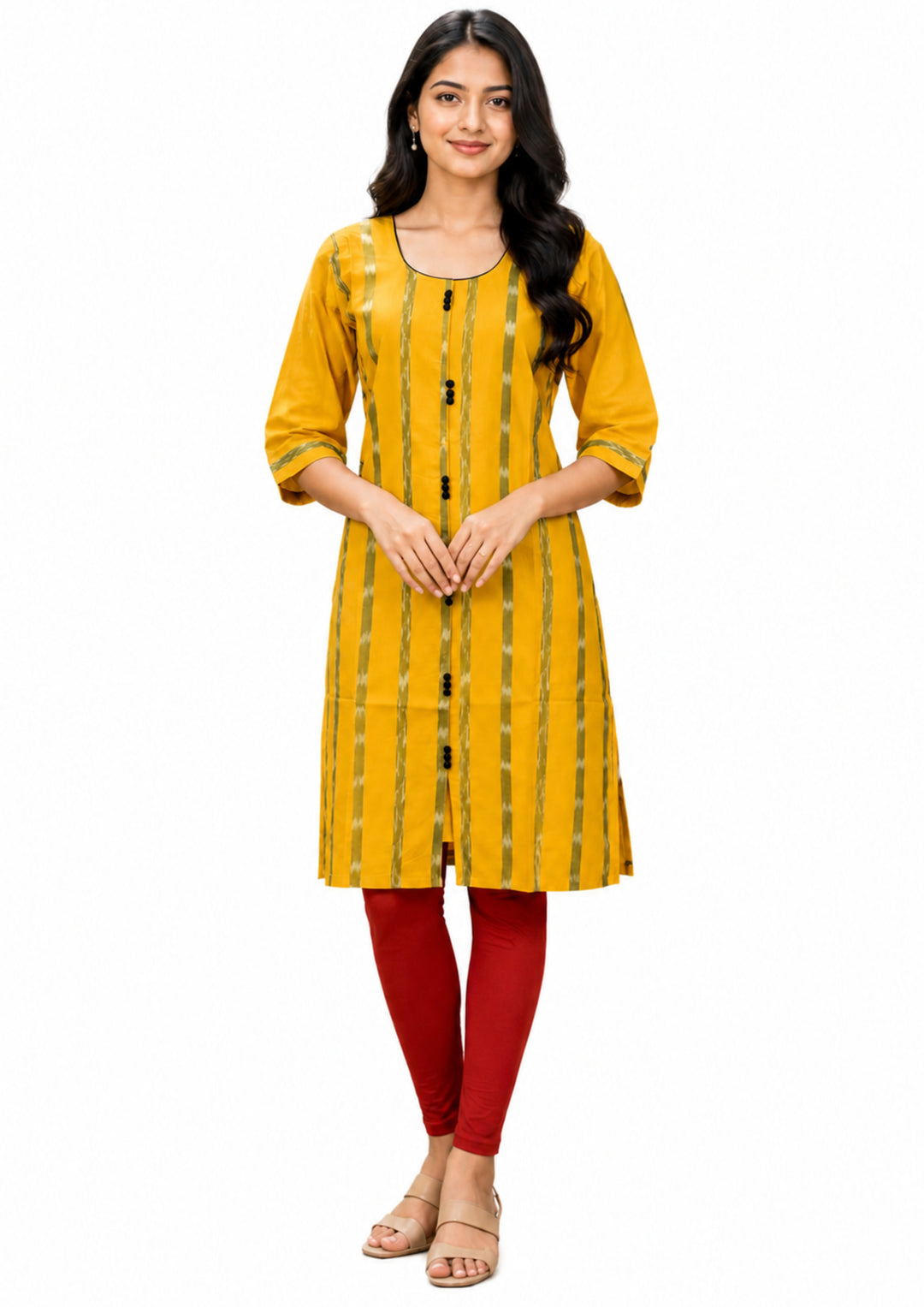 Sambalpuri Women's Kurti - Sunflower Glow Cotton Kurti