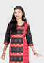 Sambalpuri Pure Cotton Zig-zag pattern Kurta in Red & Black