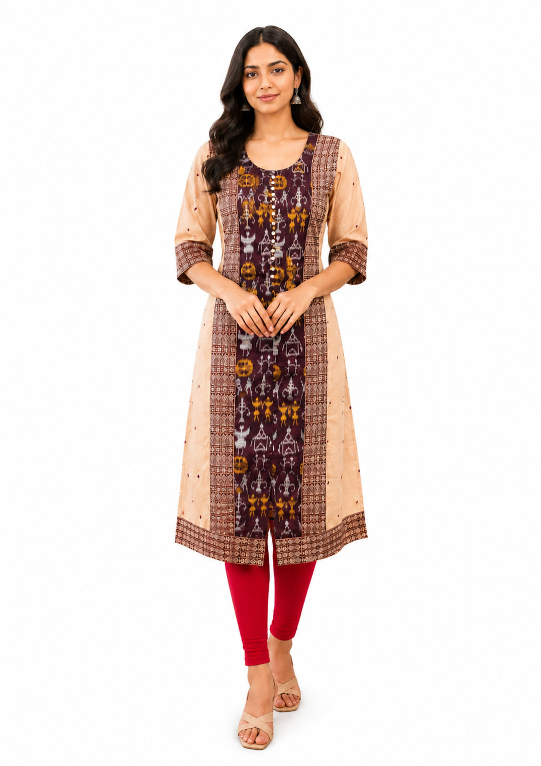 Sambalpuri Women's Kurti - Desert Bloom Heritage Kurti