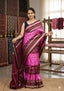 Handwoven Pink Sambalpuri Patta Silk Saree with Maroon and Golden Border