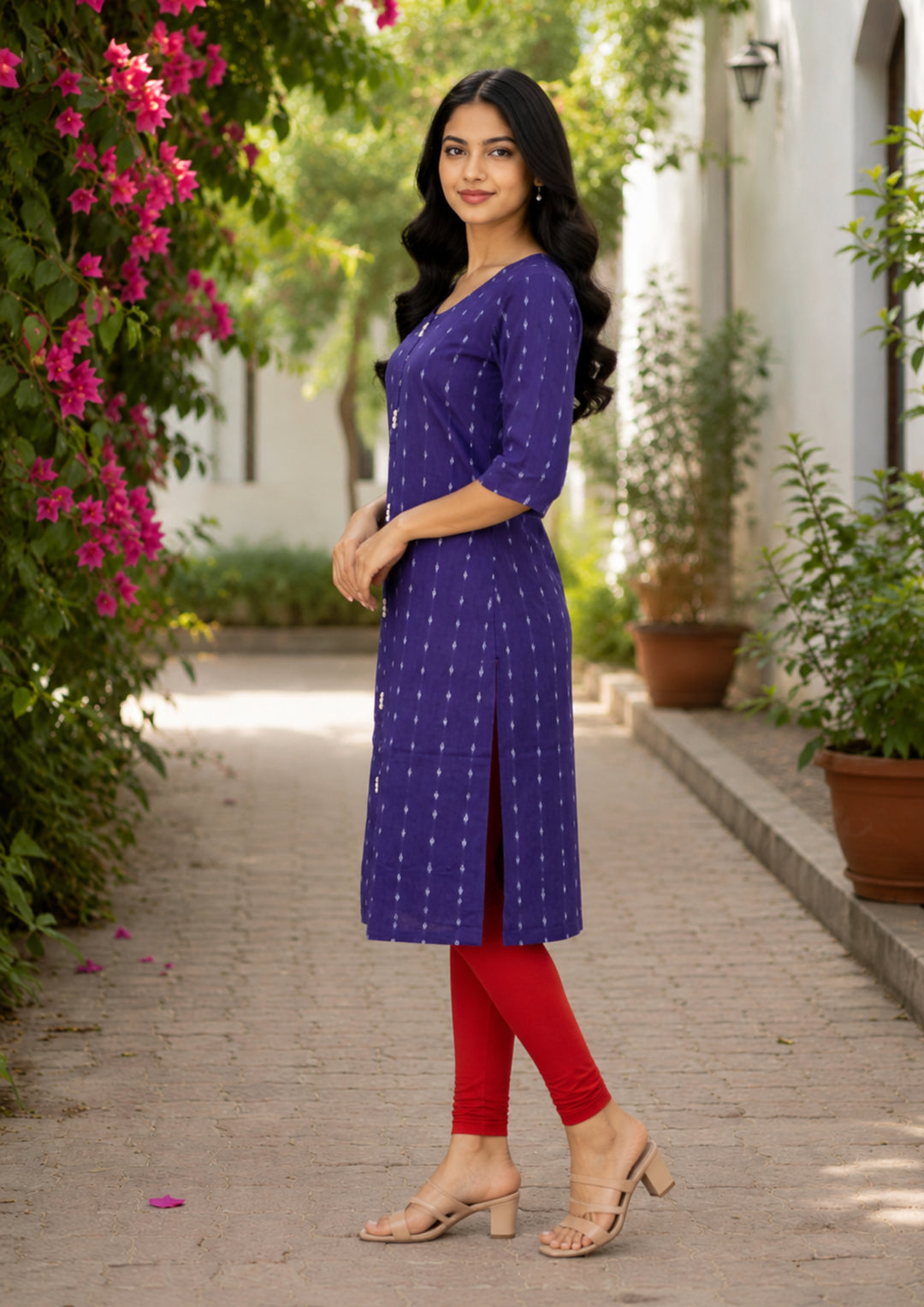 Sambalpuri Women's Kurti - Twilight Elegance Kurti with Blue