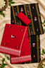 Women's Sambalpuri Red & Black Unstitched Suit Material with Dupatta