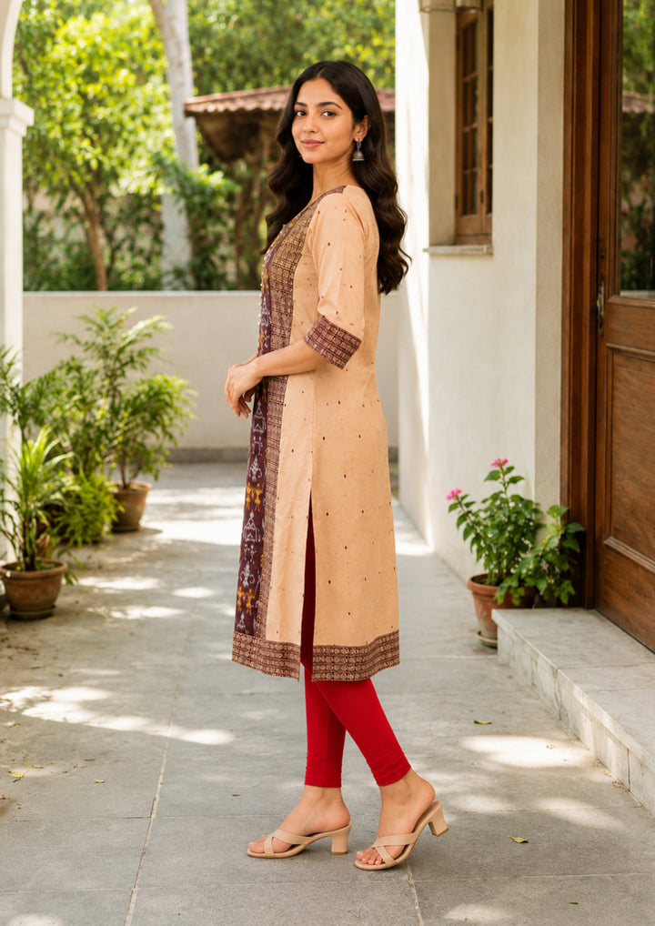 Sambalpuri Women's Kurti - Desert Bloom Heritage Kurti