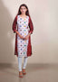 Sambalpuri Women's Kurti - Pure Cotton Aswini Design Kurta in White & Maroon