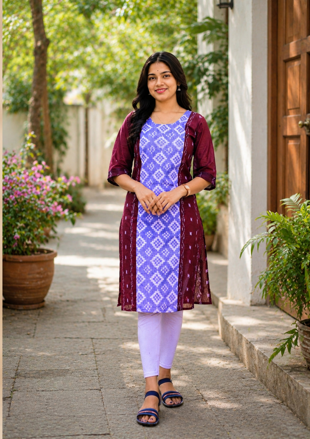 Sambalpuri Women's Kurti - Lavender Grace Cotton Kurti