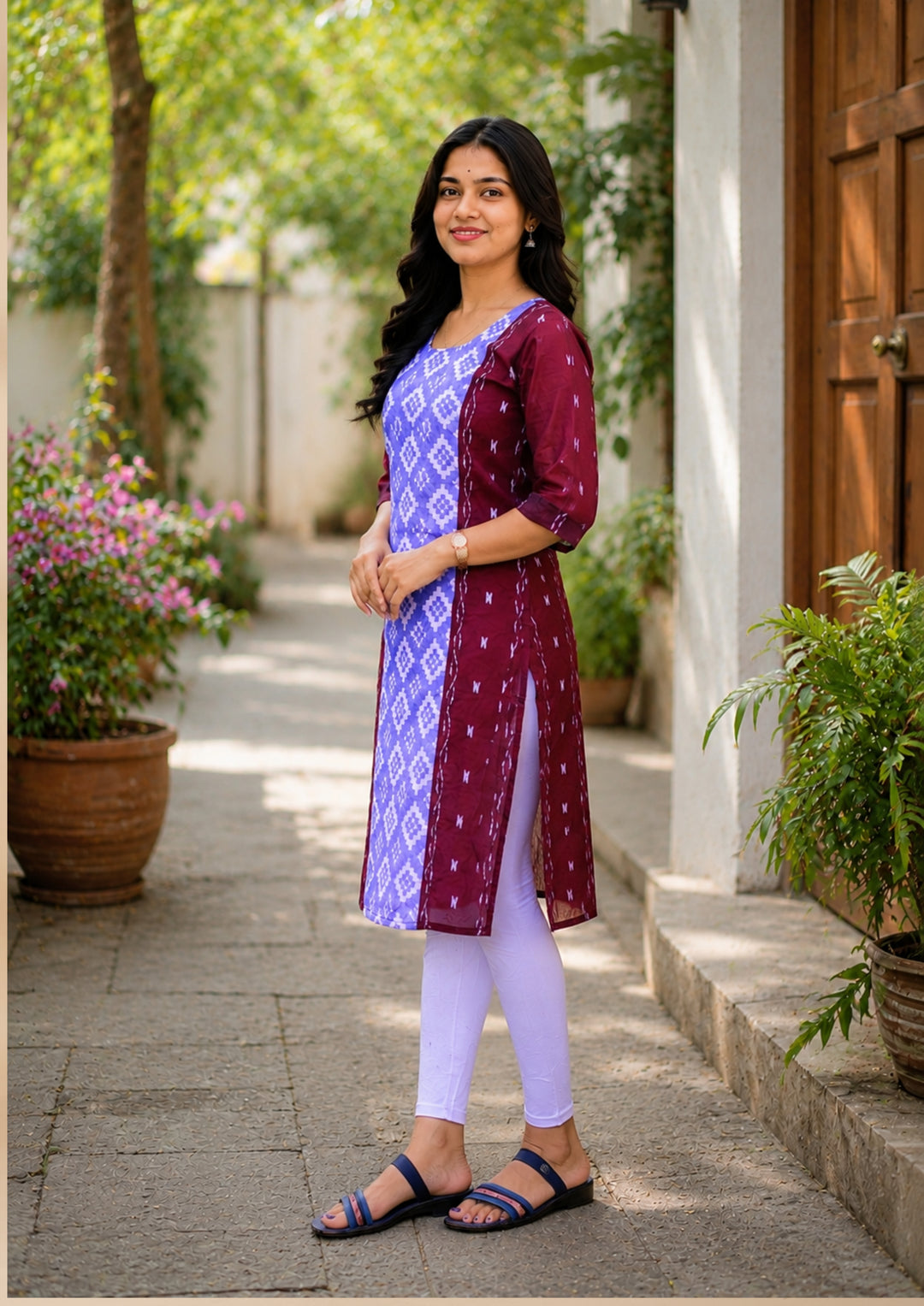 Sambalpuri Women's Kurti - Lavender Grace Cotton Kurti