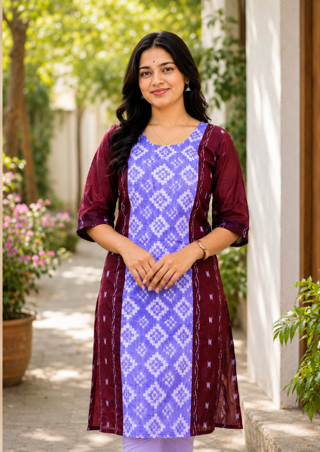 Sambalpuri Women's Kurti - Lavender Grace Cotton Kurti