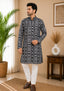 Sambalpuri Men's Long Kurta - Charcoal Grey Kurta