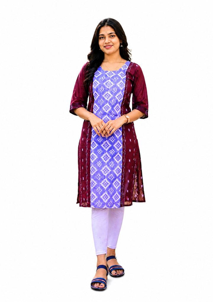 Sambalpuri Women's Kurti - Lavender Grace Cotton Kurti