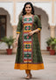 Sambalpuri Utkal Laxmi Heritage Gown – Green Red Pasapalli with Olive Green Edition