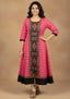 Sambalpuri Utkal Laxmi Heritage Gown – Green Red Flower with Rose Pink Edition