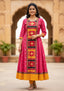 Sambalpuri Utkal Laxmi Heritage Gown – Yellow Red Pasapalli with Pink Blossom Edition