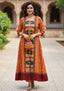 Sambalpuri Utkal Laxmi Heritage Gown – Green Red Pasapalli with Sunset Orange Edition
