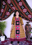Sambalpuri Women’s Kurti – Mustard Yellow with Maroon Border and Black-Red Ikat Panel Detailing in Traditional Pattern