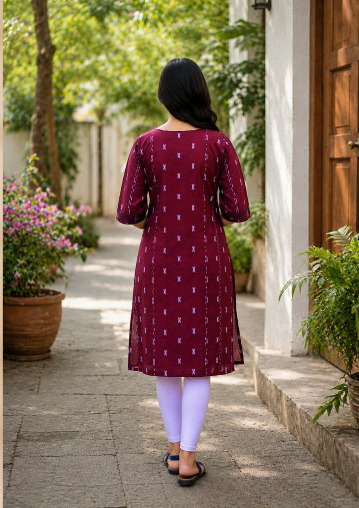 Sambalpuri Women's Kurti - Lavender Grace Cotton Kurti