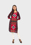 Sambalpuri Women's Kurti – Maroon with Black and White Pasapali Ikat Motif