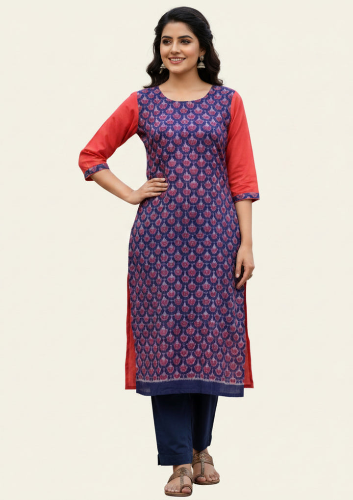 Sambalpuri Hand Woven Women's Straight Kurti -  Zig-Zag Design