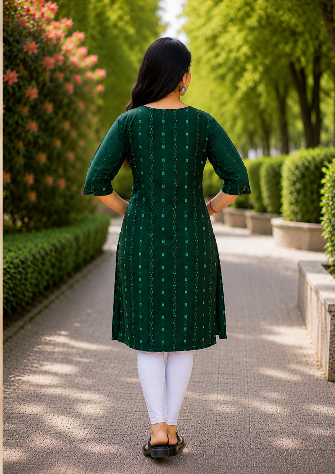 Sambalpuri Women's Kurti - Emerald Elegance Ikat Kurti