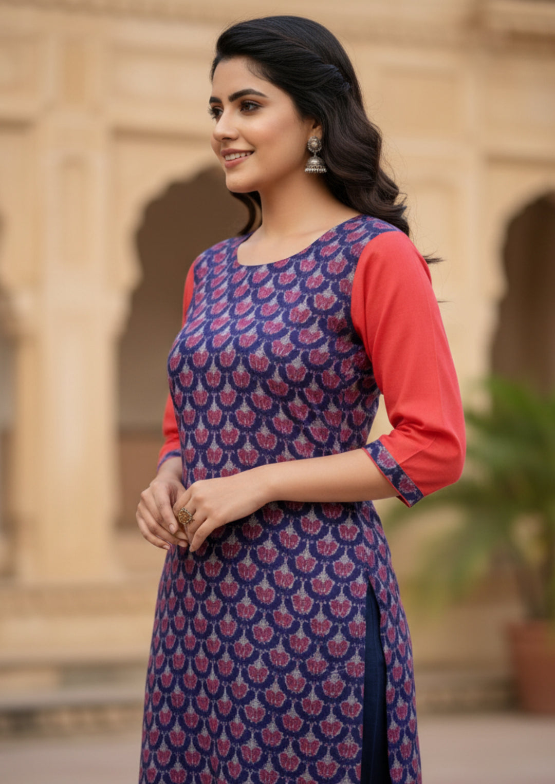 Sambalpuri Hand Woven Women's Straight Kurti -  Zig-Zag Design