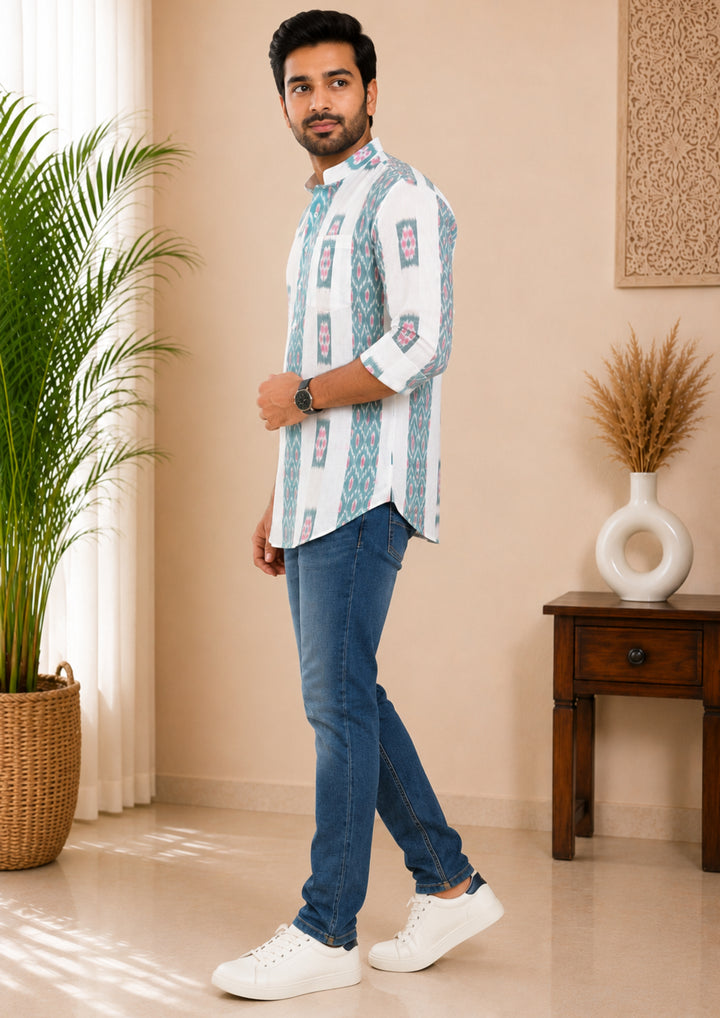 Men's Short Kurta – Arnav Ikat Short Kurta
