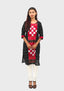 Sambalpuri Women's Kurti – Black with Red and White Pasapali Ikat Motif
