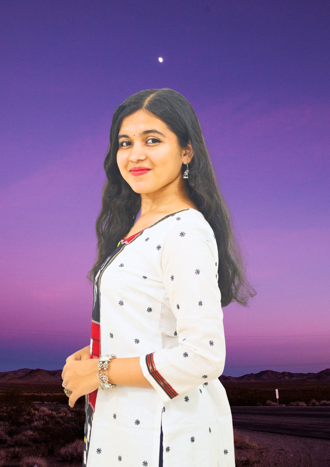 Straight Kurti - Pasapalli Motif with White Base