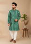 Sambalpuri Men's Long Kurta - Emerald Green Kurta