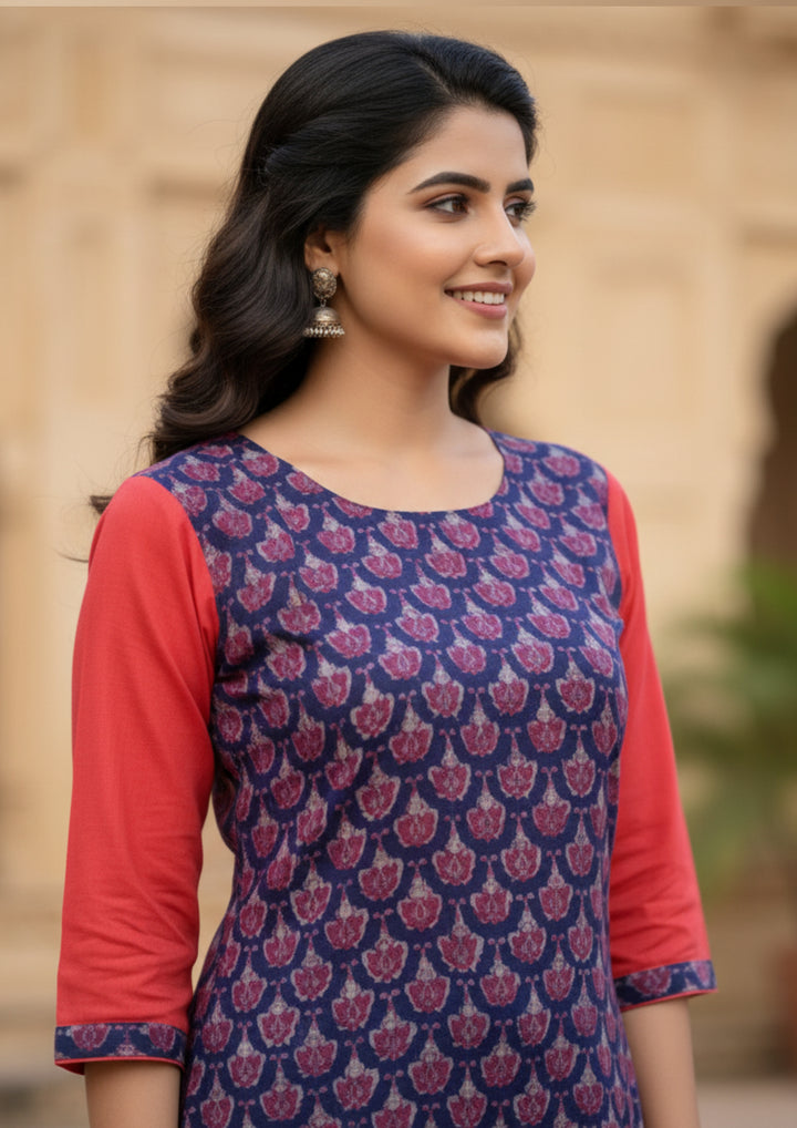 Sambalpuri Hand Woven Women's Straight Kurti -  Zig-Zag Design