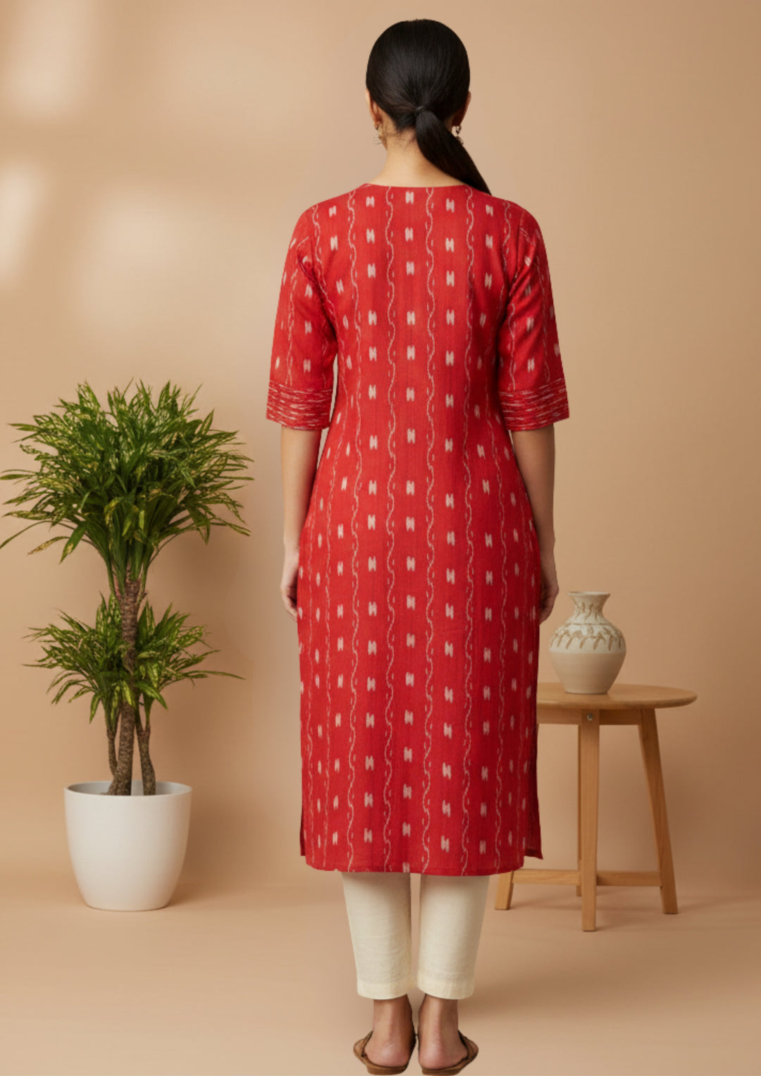 Sambalpuri Women's Kurti - Sindoori Ikat Heritage Dress