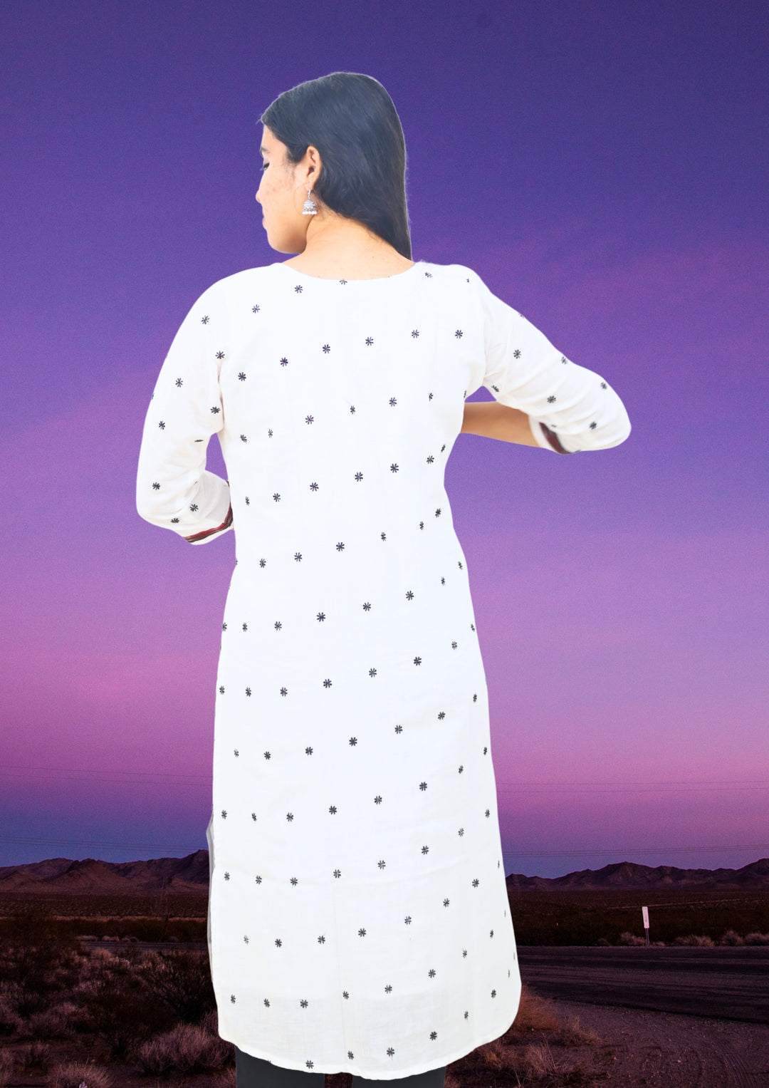 Straight Kurti - Pasapalli Motif with White Base