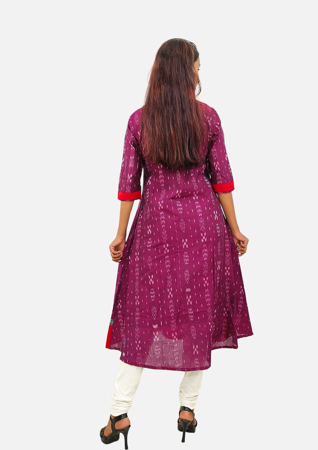Sambalpuri Women's Gown – Maroon with Red and Multicolor Ikat Motif