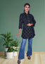 Sambalpuri Handloom Bud Design Cotton Tunic Top in Black