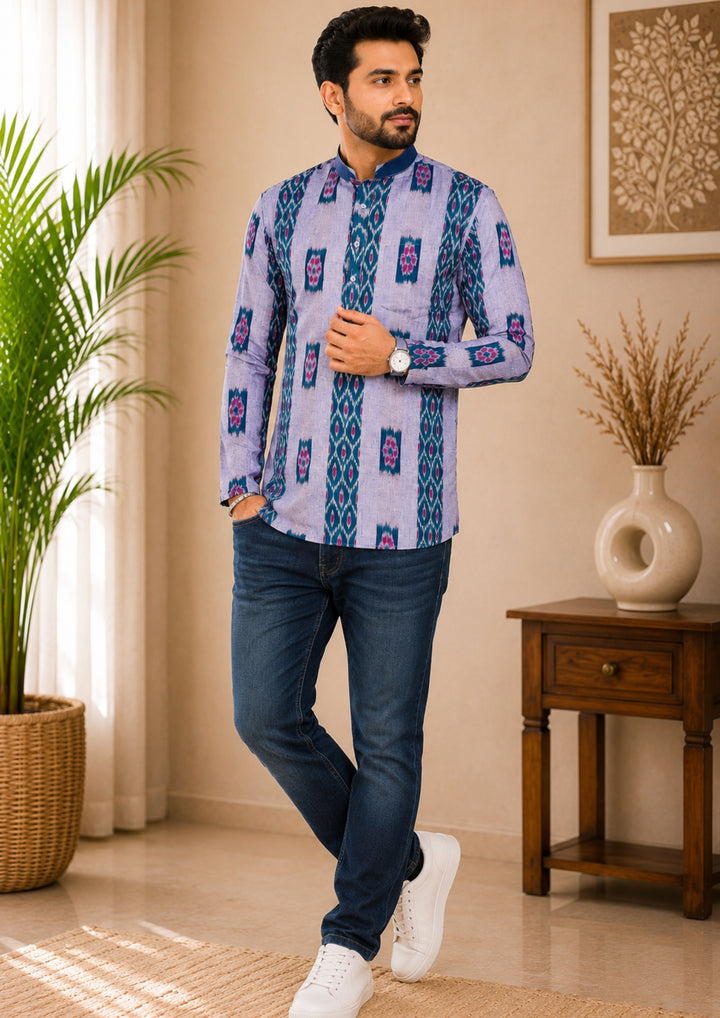 Men's Short Kurta – Utkal Ikat Classic Short Kurta