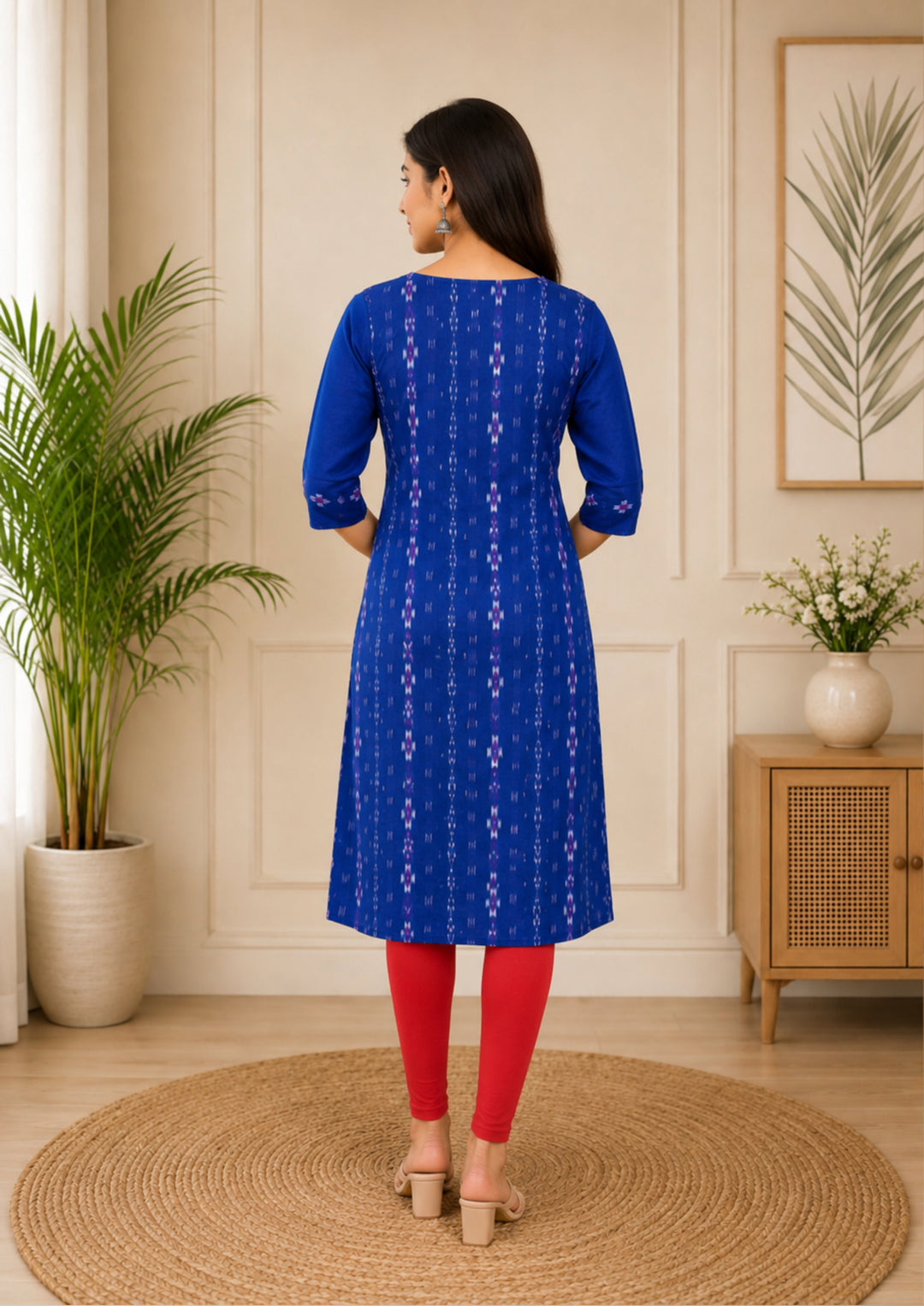 Sambalpuri Women's Kurti - Royal Blue Sapphire Cotton Kurti