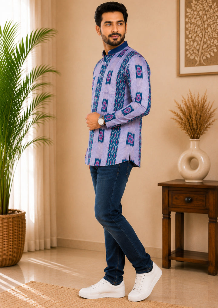 Men's Short Kurta – Utkal Ikat Classic Short Kurta