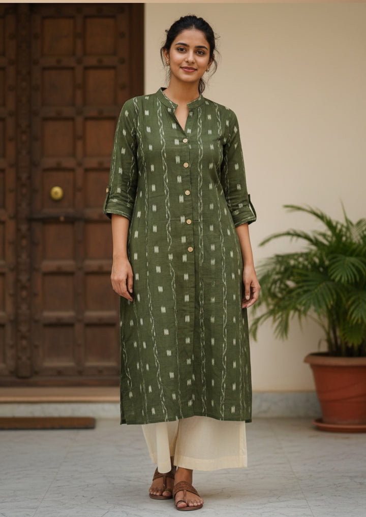 Sambalpuri Women's Kurti - Corporate Design Kurti with Buttons