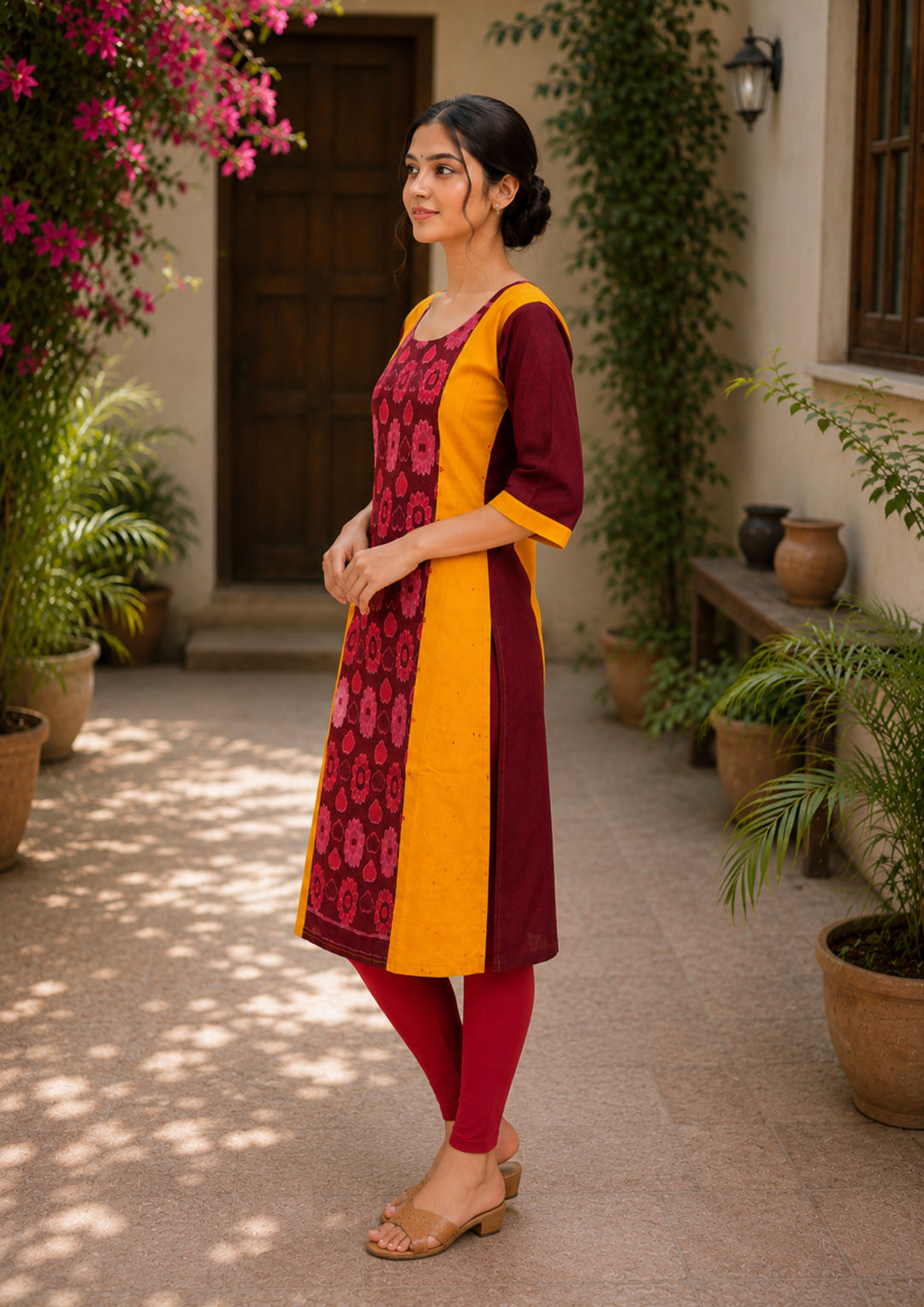 Sambalpuri Women's Kurti - Floral Heritage Weave Kurti