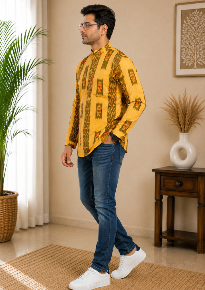Men's Short Kurta –Royal Mustard Short Kurta