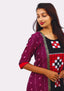 Sambalpuri Women's Gown – Maroon with Black and White Pasapali Ikat Motif
