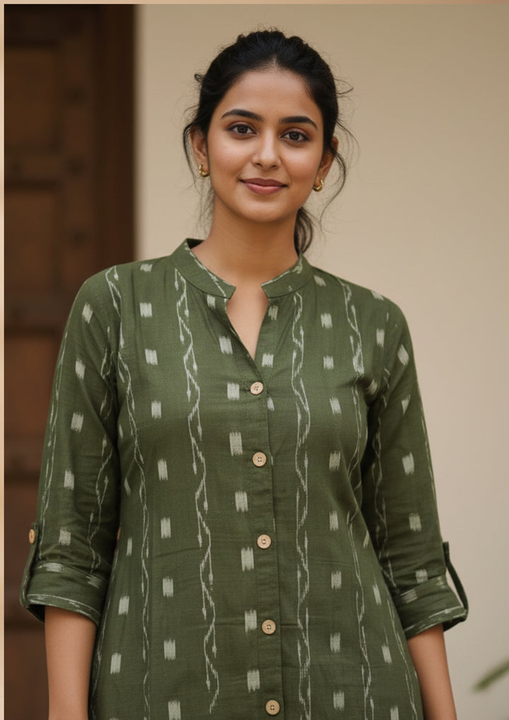 Sambalpuri Women's Kurti - Corporate Design Kurti with Buttons