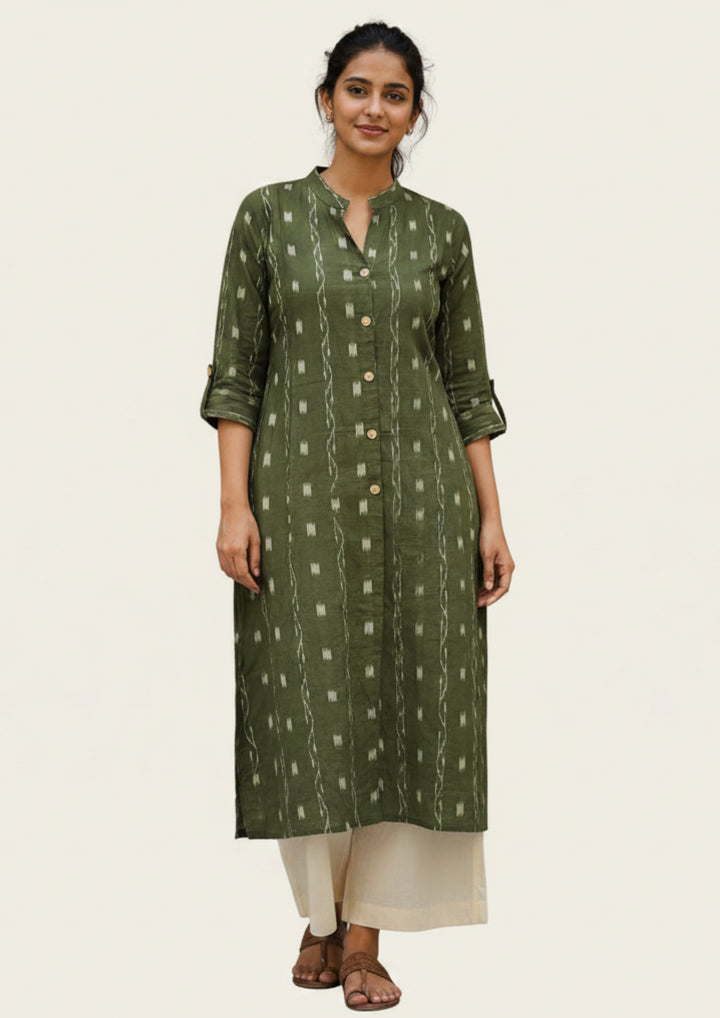 Sambalpuri Women's Kurti - Corporate Design Kurti with Buttons