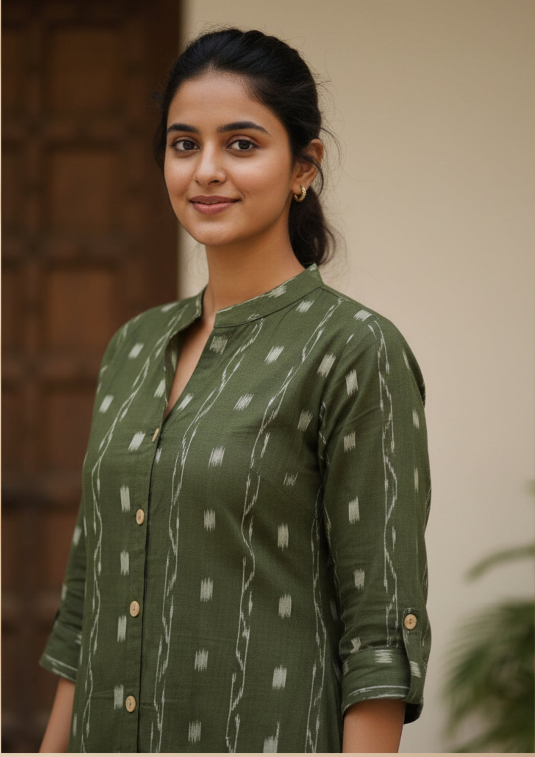 Sambalpuri Women's Kurti - Corporate Design Kurti with Buttons