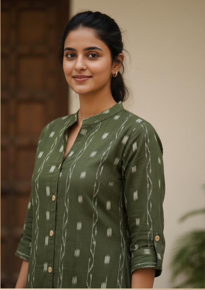 Sambalpuri Women's Kurti - Corporate Design Kurti with Buttons