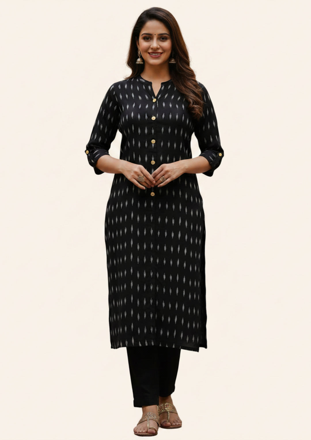 Sambalpuri Women's Kurti - Corporate Design Kurti with Buttons