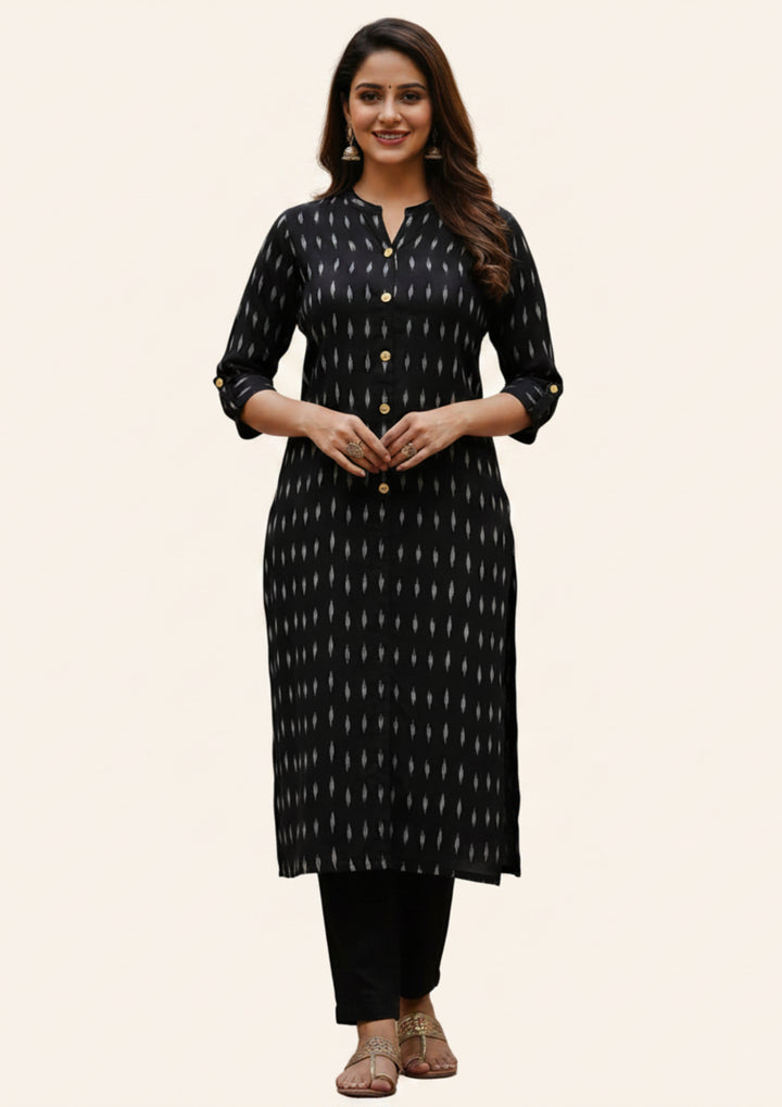 Sambalpuri Women's Kurti - Corporate Design Kurti with Buttons