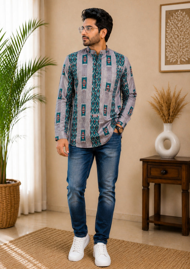 Men's Short Kurta – Slate Heritage Short Kurta